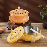 Ashtray with Lid cum Incense Burner metal removable ash tray vintage retro