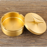 brass ashtray with lid for outdoor patio porch gold cute cool ash tray smokeless lidded covered windproof