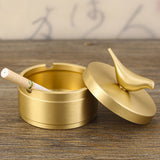 brass ashtray with lid for outdoor patio porch gold cute cool ash tray smokeless lidded covered windproof