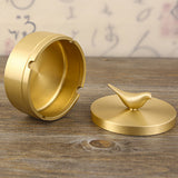 brass ashtray with lid for outdoor patio porch gold cute cool ash tray smokeless lidded covered windproof