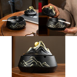 Ceramic Ashtray Mountains Clouds Cool Creative Unique Covered Lidded Smokeless Windproof Outdoor Ash Tray