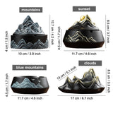 Ceramic Ashtray Mountains Clouds Cool Creative Unique Covered Lidded Smokeless Windproof Outdoor Ash Tray
