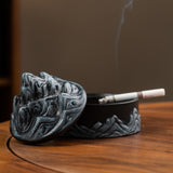 Ceramic Ashtray Mountains Clouds Cool Creative Unique Covered Lidded Smokeless Windproof Outdoor Ash Tray