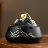 Ceramic Ashtray Mountains Clouds Cool Creative Unique Covered Lidded Smokeless Windproof Outdoor Ash Tray