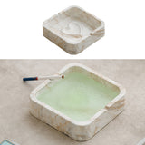 Ivory sand marble square ceramic ashtray with soft neutral finish