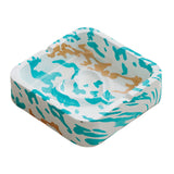 Turquoise splash marble square ceramic ashtray with white and teal pattern