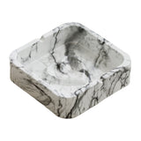 Square ceramic marble pattern ashtray with raised heart center and cigarette rest grooves