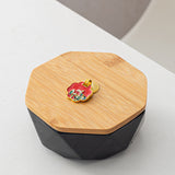 Outdoor Ashtray with Bamboo Lid and Marble Pattern