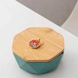 Outdoor Ashtray with Bamboo Lid and Marble Pattern
