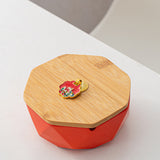 Outdoor Ashtray with Bamboo Lid and Marble Pattern