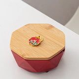 Outdoor Ashtray with Bamboo Lid and Marble Pattern