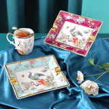 Ceramic Cigar Ashtray Extra Large Oriental Beauty bird blue red