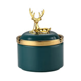 cute nordic ashtray with lid cool ceramic outdoor ash tray gold deer elk smokeless luxury covered lidded windproof green