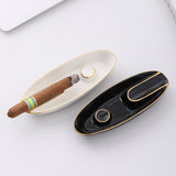 Cool Cigar Ashtray Ceramic White Minimalist Black