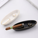 Cool Cigar Ashtray Ceramic White Minimalist Black