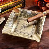 Antique green square cigar ashtray with 4 cigar rests and luxury vintage style for cigar smoking accessories