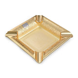 Gold zinc alloy square cigar ashtray with 4 rests and decorative vintage design for cigar accessories