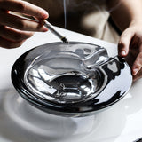 Cigar Ashtray Crystal Glass Round Cool Gift for Smoker Outdoor Classy Ash Tray Cigarette
