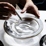 Cigar Ashtray Crystal Glass Round Cool Gift for Smoker Outdoor Classy Ash Tray Cigarette