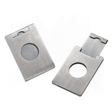Two stainless steel cigar cutters on white background