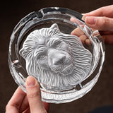 Classy Crystal Glass Ashtray Lion Cool Outdoor Outside Ash Tray