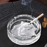 Classy Crystal Glass Ashtray Lion Cool Outdoor Outside Ash Tray