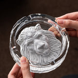 Classy Crystal Glass Ashtray Lion Cool Outdoor Outside Ash Tray