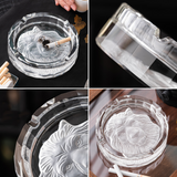 Classy Crystal Glass Ashtray Lion Cool Outdoor Outside Ash Tray