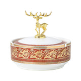 Classy Vintage Ceramic Ashtray with Lid Cool Nordic Ash Tray Covered Lidded Windproof Red