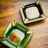 colorful cigar ashtray ceramic classy cool ash tray vintage retro green black