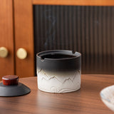 Cool Covered Ashtray Ceramic Small Lidded Smokeless Windproof Cute Ash Tray with Lid White