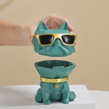 Cool Dog Ashtray Cute Resin Windproof Covered Ash Tray Lidded Smokeless Teal