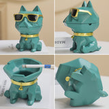Cool Dog Ashtray Cute Resin Windproof Covered Ash Tray Lidded Smokeless Teal