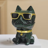 Cool Dog Ashtray Cute Resin Windproof Covered Ash Tray Lidded Smokeless Dark Green