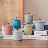 Cool Lidded Ceramic Ashtray Cute Porcelain Ash Tray Covered Smokeless Windproof Cracked Ice Pattern