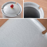 Cool Lidded Ceramic Ashtray Cute Porcelain Ash Tray Covered Smokeless Windproof Cracked Ice Pattern