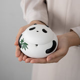 Cool Panda Ashtray Ceramic Coarse Pottery Cute Covered Lidded Windproof Ash Tray