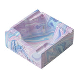 Pastel swirl marble pattern square ashtray in blue pink and purple tones