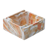 Sunset marble pattern square ceramic ashtray with orange and warm stone tones