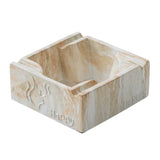 Sandstone marble pattern square ashtray with beige neutral decorative finish