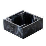 Black smoke marble pattern square ashtray with glossy dark stone-inspired finish