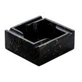 Black gold marble pattern square ashtray with luxury dark glossy finish