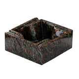 Copper patina marble pattern square ashtray with dark brown and green accents
