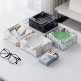 Modern square marble pattern ashtrays in assorted colors for desks and coffee tables