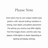 Please note card explaining unique marble-style ashtray pattern variations, veining differences, and slight color changes due to lighting and display settings.