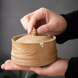 Covered Outdoor Ashtray Lucky Bamboo Ceramic
