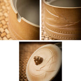 Covered Outdoor Ashtray Lucky Bamboo Ceramic