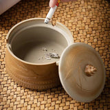 Covered Outdoor Ashtray Lucky Bamboo Ceramic