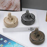 Creative Lidded Ashtray Resin Ash Tray Windproof Small Yoga Stretch Unique Smokeless 