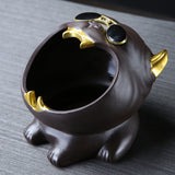 Cute Animal Ashtray Cool Purple Clay Ash Tray Windproof Handmade Dog